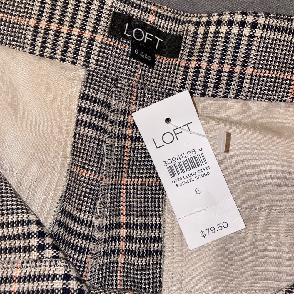 Loft plaid dress pants size 6 new with tags